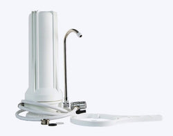 White water filter with hose on a white background