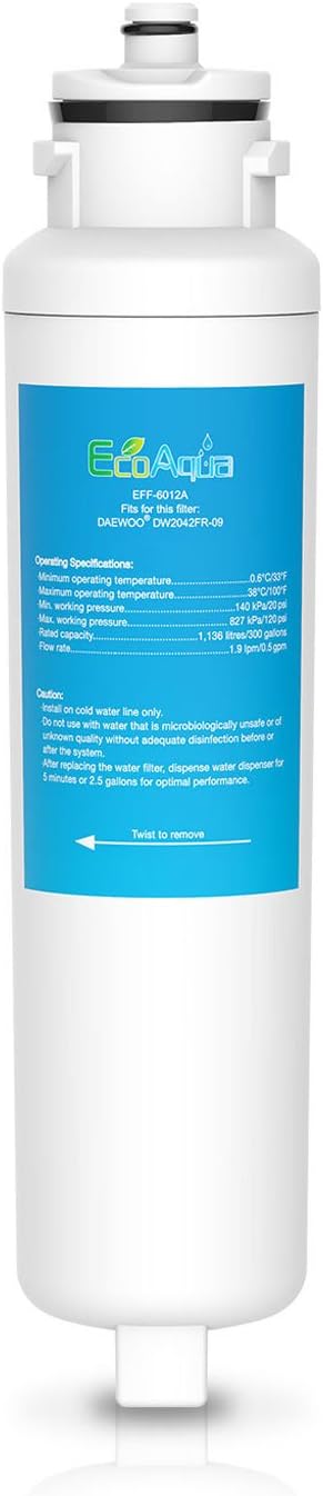 EcoAqua EFF-6012A Fridge Water Filter Compatible with Daewoo Aqua Crystal