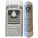 Two KDF-GAC 30/1 water filter cartridges on a white background