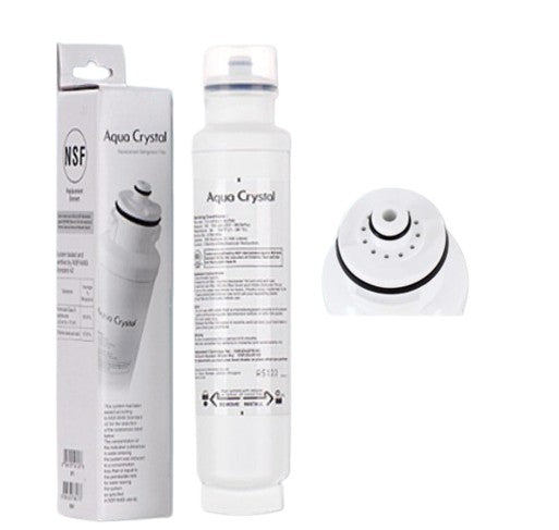 Aqua Crystal water filter with packaging and additional filter on a white background