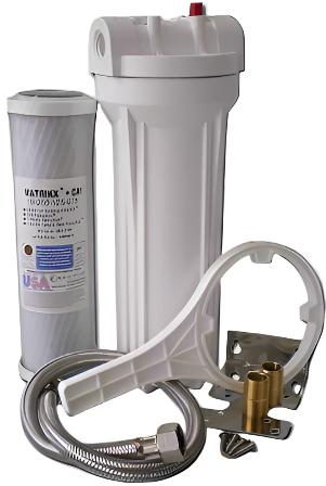 complete parts of an underbench water filter kit for faucet