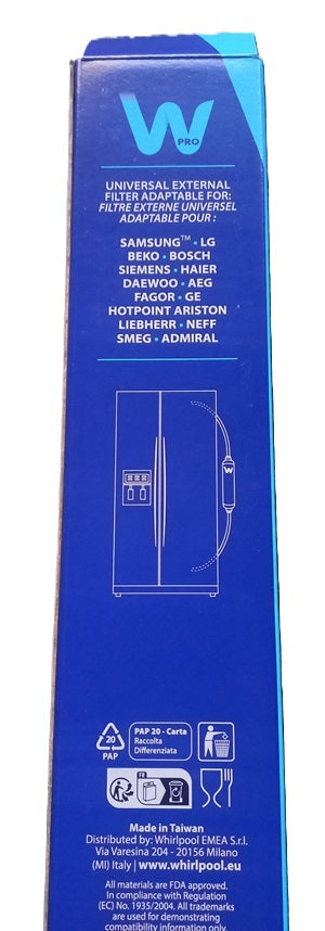  extra large capacity 5500 litre, genuine original Whirlpool group filter that is compatible with a wide range of inline filters across Bosch, Samsung, LG, Haier, Fisher & Paykel, Ariston, Indesit and more.