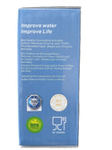 Blue packaging with text and certification logos on a white background