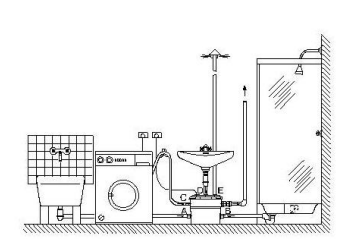 DAB-NOVABOX30-300M Grey Water Undersink Pump Station drawing of installation