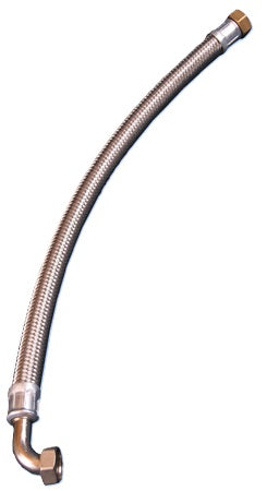 400mm Stainless Steel Flexi Hose with 90° Bend  This versatile 400mm long stainless steel flexible hose is designed with a 90-degree bend for easy installation. Compatible with both 1/2