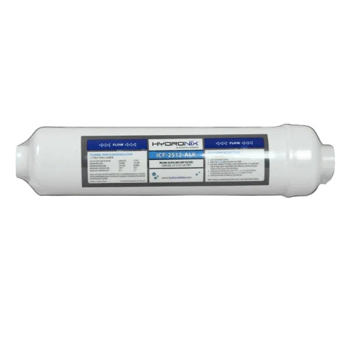 Hydroponic water filter cartridge on a black background