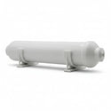 White cylindrical filter on a white background