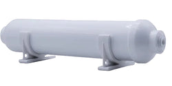 White cylindrical filter on a white background