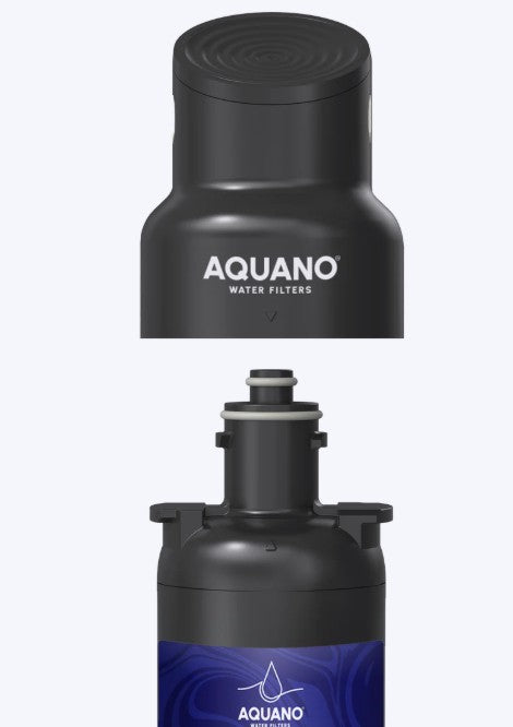 aquano water filter head and artridge below seperated
