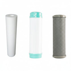 Three cylindrical filters on a white background