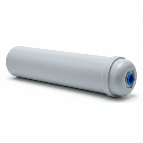 White cylindrical water filter on a white background