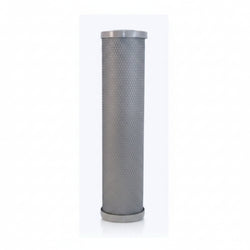 A cylindrical metal mesh filter cartridge with silver-gray perforated mesh and a brushed metal top and bottom cap, shown against a plain white background.