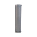 A cylindrical metal mesh filter cartridge with silver-gray perforated mesh and a brushed metal top and bottom cap, shown against a plain white background.