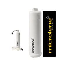 White water filter with 'microlene' branding on a white background