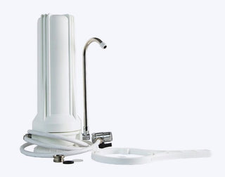White water filter with hose on a white background