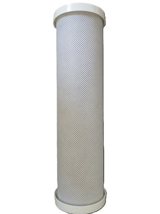 Cylindrical filter with white mesh on a white background