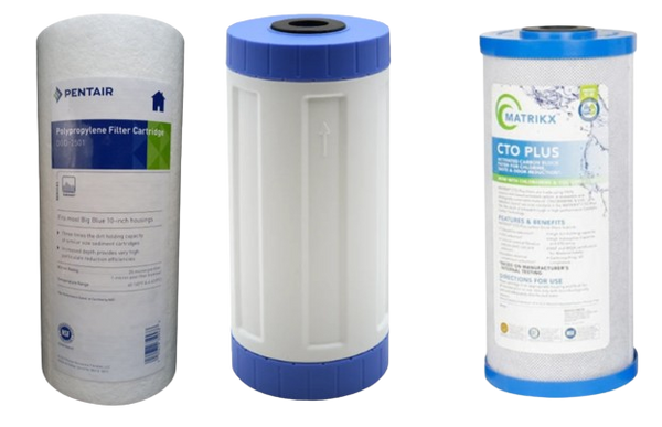 fluoride polyspun and matrikx cto  water filter set for the whole house