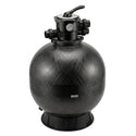 filter master black fibreglass woven filter tank with gauage and ports on white background