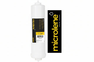 White water filter cartridge with Microlene branding on a white background