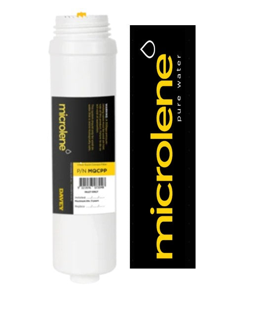 White water filter cartridge with Microlene branding on a white background