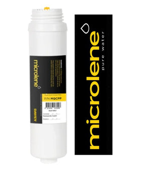 White water filter cartridge with Microlene branding on a white background