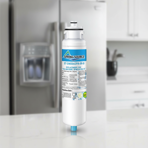 Spring Source filter in front of modern fridge