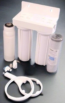 twin underbench water filter kit with no tap and connection fittings