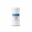 White container with a blue label on a white background