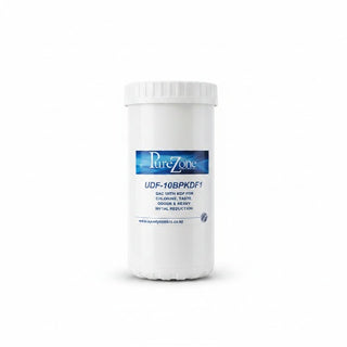White container with a blue label on a white background