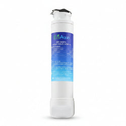A white water filter with blue and white label, compatible with certain Electrolux, Frigidaire, and Westinghouse fridge models.