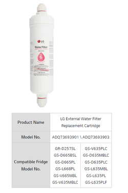 LG Fridge Water Filter ADQ736939 External - NZ Pump And Water Filters