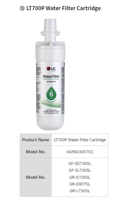 LG LT700P ADQ36006101 Fridge Water Filter - NZ Pump And Water Filters