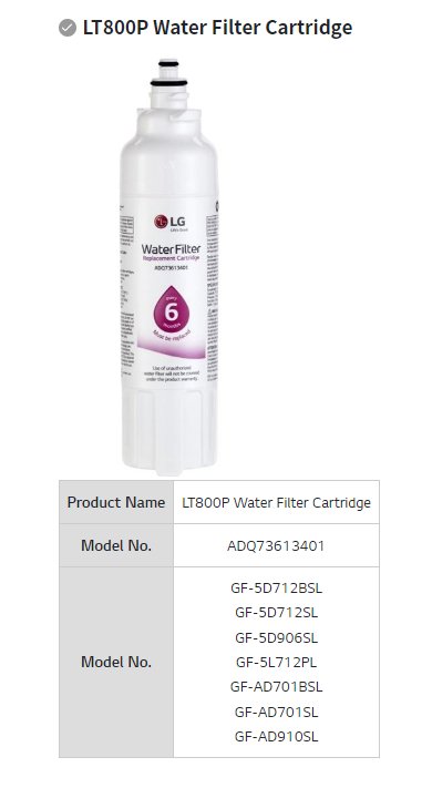 LG LT800P Fridge Water Filter ADQ736134 - NZ Pump And Water Filters